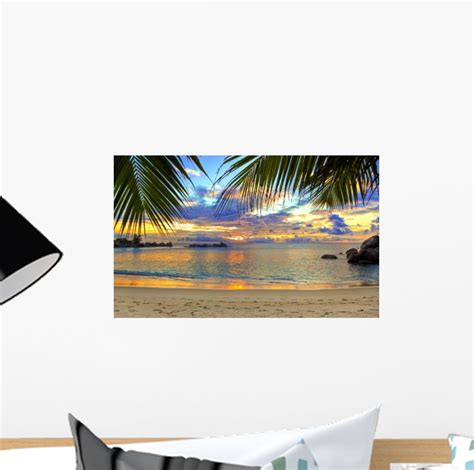 Tropical Beach Sunset Wall Mural By Wallmonkeys Peel And Stick Graphic