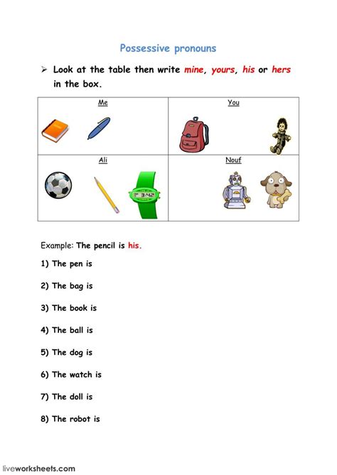 Possessive Pronouns Interactive And Downloadable Worksheet You Can Do The Exercises Online Or