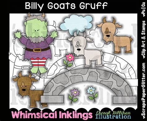 Billy Goats Gruff Clip Art Bonus Lineart Commercial Use Etsy Digital Stamps Clip Art