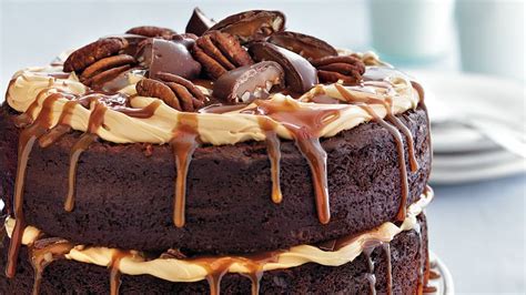 Okay, i have a very serious question… what is your favorite candy bar? Chocolate Turtle Layer Cake Recipe - BettyCrocker.com
