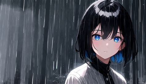 1336x768 Resolution Anime Girl Sad Blue Eyes In Rain Hd Laptop