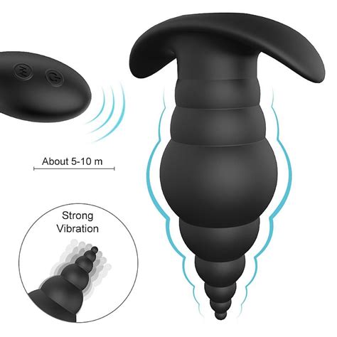 plug anal escalonado recarregÁvel em silicone com 9 modos de vibraÇÃo e controle remoto sem fio