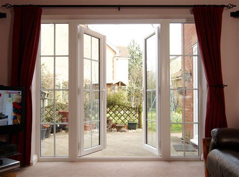 Beautiful White French Doors With Matching Windows Beside Create A