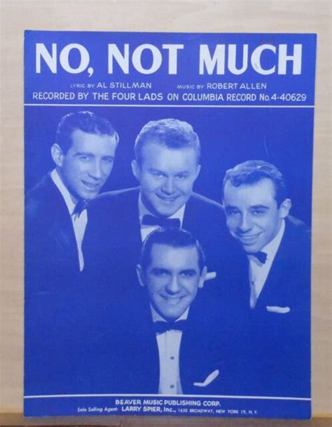No Not Much 1956 Sheet Music The Four Lads Cover Photo Ebay