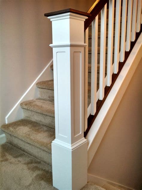 When is railing required at stairs? 55 Recessed Flush Panel Box Newel Post Primed by ...