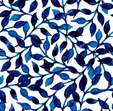 Pretty Blue Leaves Pattern Leaves Pattern Design Floral Pattern Vector