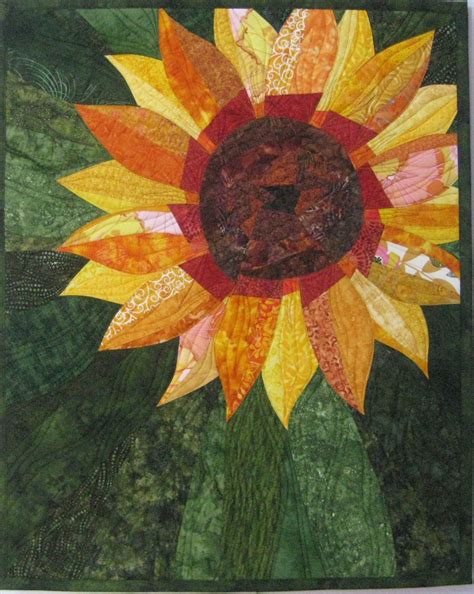 Sunflower 2 335h X 27w Sold Art Quilts Landscape Quilt