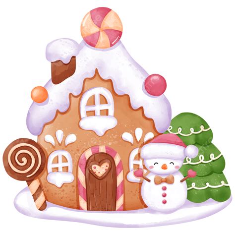 Gambar Rumah Roti Jahe Natal Dengan Cat Air Kue Jahe Clipart Natal