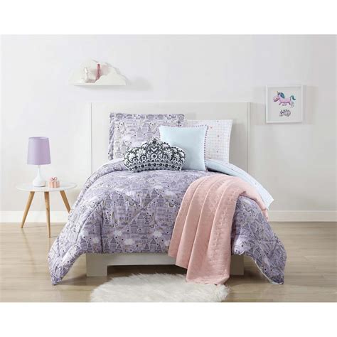 Unicorn Princess Printed Purple Twin Xl Comforter Set Cs2119txl 1500