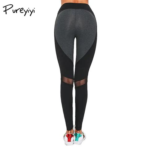 Pureyiyi Push Up Fitness Leggings Cute Heart Workout Leggings Sporting Pants Women Grey Black