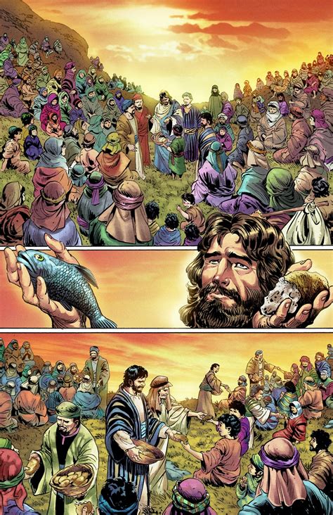 Jesus Feeds 5000 In Sergio Cariellos The Action Bible Comic Art