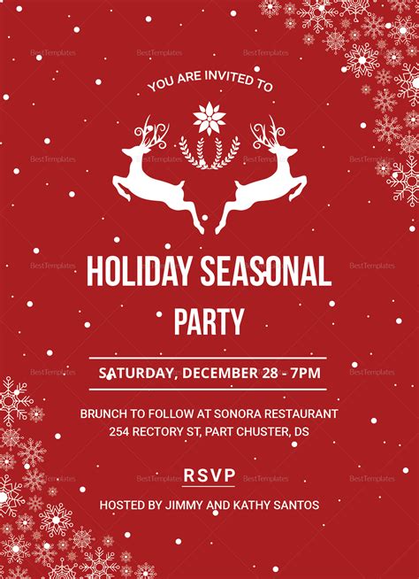 Festive Holiday Party Invitation Design Template In Psd Word Publisher
