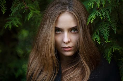 Amina Katinova Women Model Face Maxim Maximov Looking At Viewer Women Outdoors Long Hair