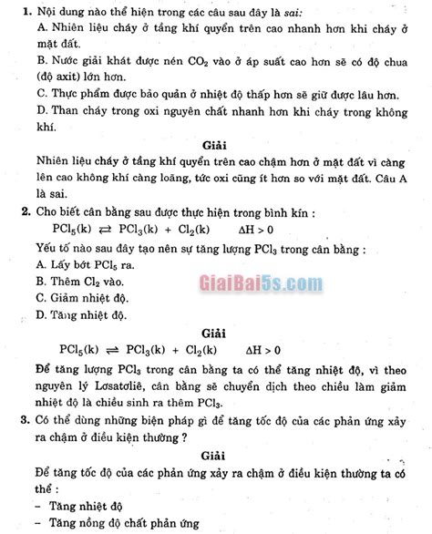 Chương Vii Tốc độ Phản ứng Và Cân Bằng Hóa Học Bài 39 Luyện Tập Tốc độ Phản ứng Và Cân Bằng