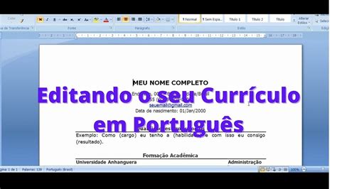 O currículo é, literalmente, o seu cartão de apresentação para as empresas, e é a primeira impressão de preferência uma boa impressão. Editando o seu Currículo em Português - MÉTODO REMOTO ...
