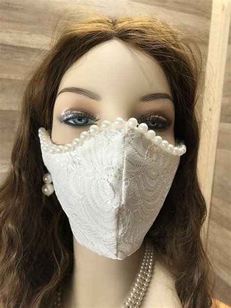 Beaded Wedding Face Mask Bridal Mask Fabric Mask Washable Etsy In