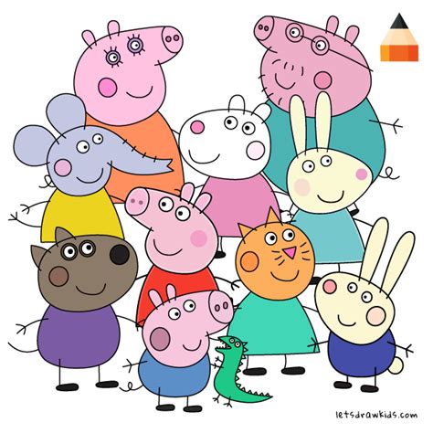 How To Draw Peppa Pig Characters Step By Step Easy Drawing