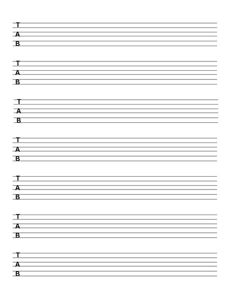 Guitar Tab Sheet Paper Printable Blank Tablature Paper For Etsy