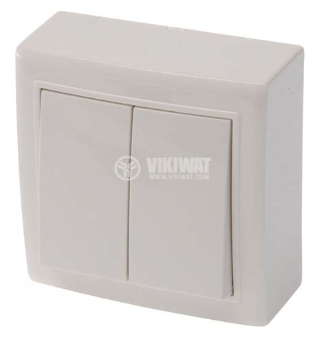 Double Electrical Switch Mi R2k1 250vac 16a White Surface Mount
