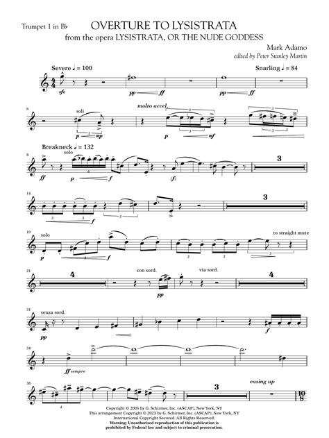 Overture To Lysistrata Arr Peter Stanley Martin Trumpet 1 In Bb
