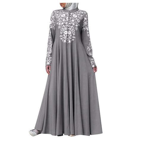 Buy Women Muslim Abaya Long Dress Floral Printed Vintage Kaftan Islamic