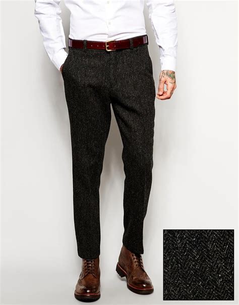 Lyst Asos Slim Fit Suit Trousers In Harris Tweed Fabric In Gray For Men