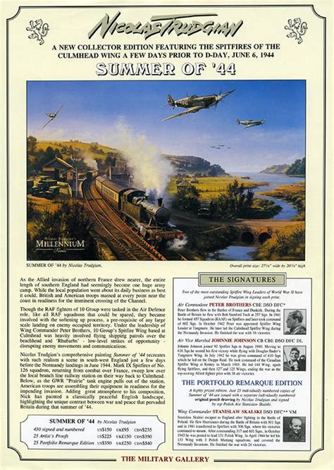 Summer Of 44 Nicolas Trudgian Rare Aviation Art Sales Sheet