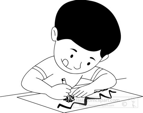 Child Drawing Clipart Black And White