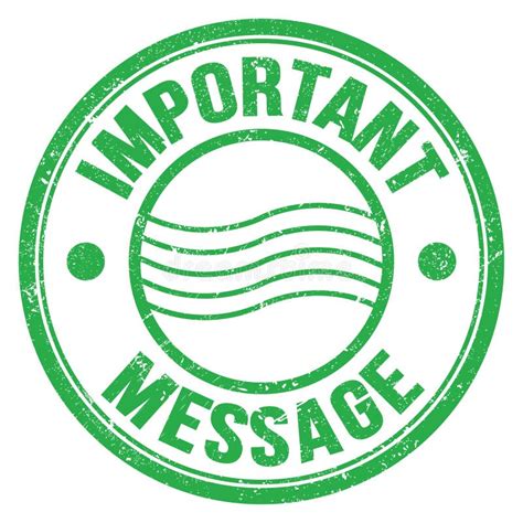 Important Message Text On Green Round Postal Stamp Sign Stock