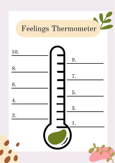 Printable Feelings Thermometer Worksheet Etsy Australia
