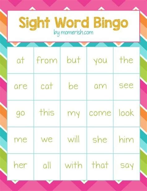Best Kindergarten Sight Words Bingo Games Worksheets 99worksheets