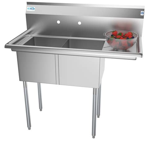 Koolmore 43 In Two Compartment Stainless Steel Commercial Sink With