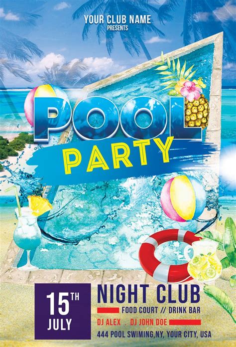 Pool Party Flyer Template Free