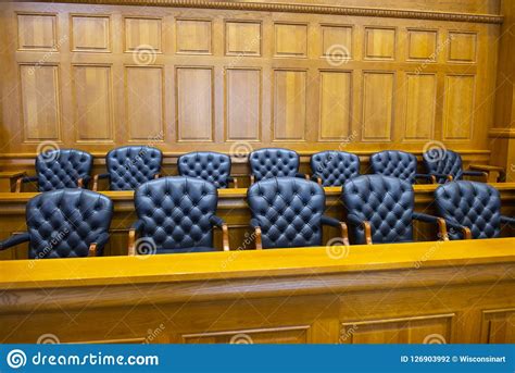 Jury Box Law Legal Lawyer Judge Court Room Stock Photo Image Of