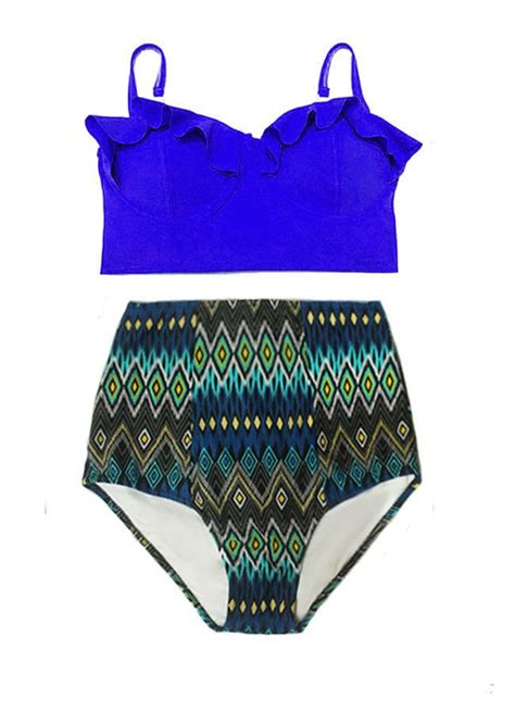 Blue Underwire Midkini Top And Tribute Highwaisted High Waisted Waist