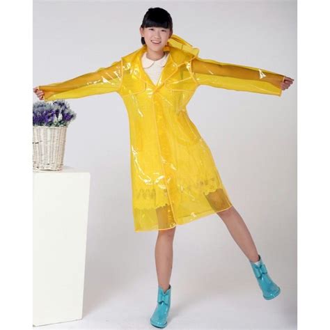 Plastik Mantel Regenmantel Damen Fashion Type L Glasklar Transparent