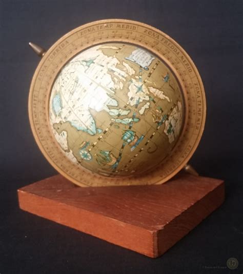 Small Old World Desk Globe On Wooden Base 13cm Tall Primm And Propper