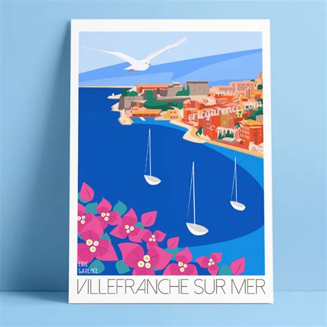 Poster 50x70 By Eric Garence Villefranche Sur Mer French Riviera
