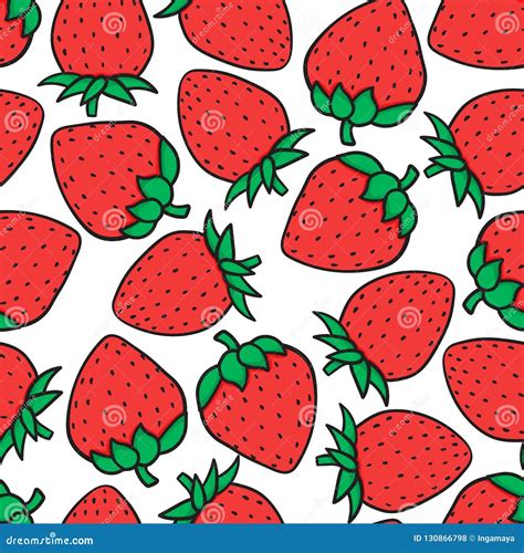 Hand Drawing Strawberry Fashion Sketch Seamless Pattern Isolated On