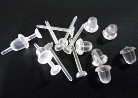 New Allergy Free Transparent Plastic Stem Rubber Back Stud Earrings