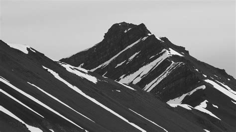 Wallpaper Hill Grey Mountains Snowy Peak 1920x1080 Cactusvert