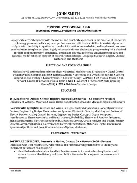 control systems engineer resume template premium resume