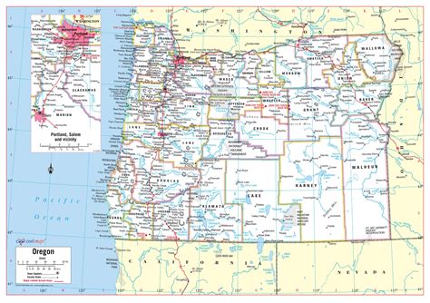 Oregon State Wall Map Large Print Poster 34 X24 Etsy México