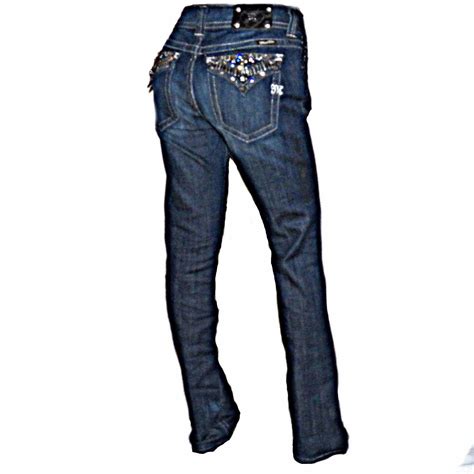 Miss Me Beaded Rhinestone Flap Pocket Blue Denim Skinny Jeans 31 X 36 Jp4656 2bt Jeans