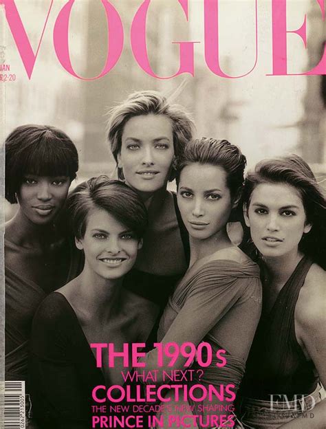 Cover Of Vogue Uk With Christy Turlingtoncindy Crawfordlinda Evangelistanaomi Campbelltatjana