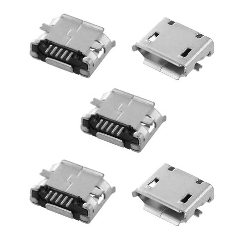 USB Connectors Pcs Micro Mini USB Female Socket Jack Connector Pin B Type SMT For Phone
