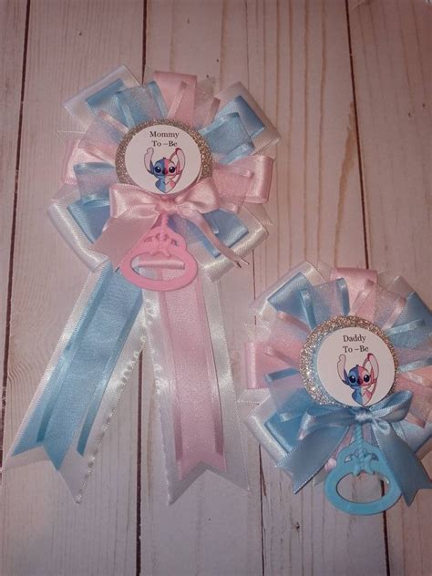 Stitch And Angel Gender Reveal Mommy And Daddy Corsages Lilo Etsy