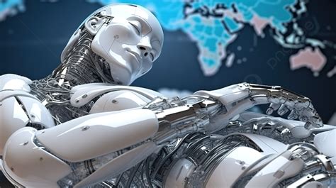 ربط العالم ، رسم روبوت ثلاثي الأبعاد للعولمة والتكنولوجيا العالم الرقمي عالم التكنولوجيا عالم