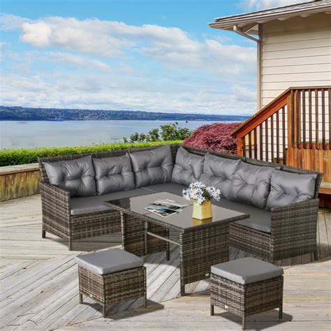 Rattan Garden Furniture Sofa Set Patio With Rain Cover Conservatory New