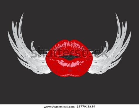 Red Kissing Sexy Girl Lips White Vector De Stock Libre De Regalías